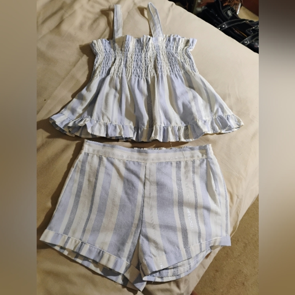 Jessica Simpson Blue and White Textured 2pc Outfit  Girls sz.S. New Without Tags